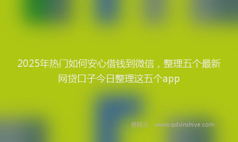 2025年热门如何安心借钱到微信，整理五个最新网贷口子今日整理这五个app