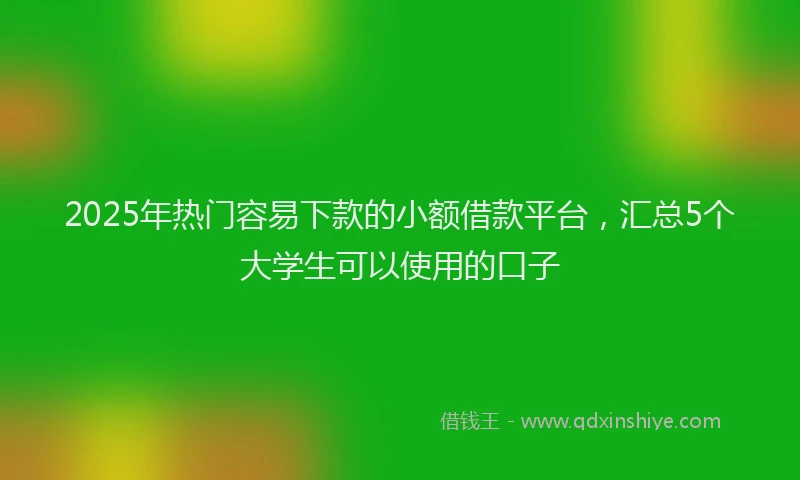 2025年热门容易下款的小额借款平台，汇总5个大学生可以使用的口子