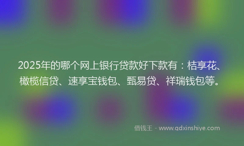2025年的哪个网上银行贷款好下款有：桔享花、橄榄信贷、速享宝钱包、甄易贷、祥瑞钱包等。