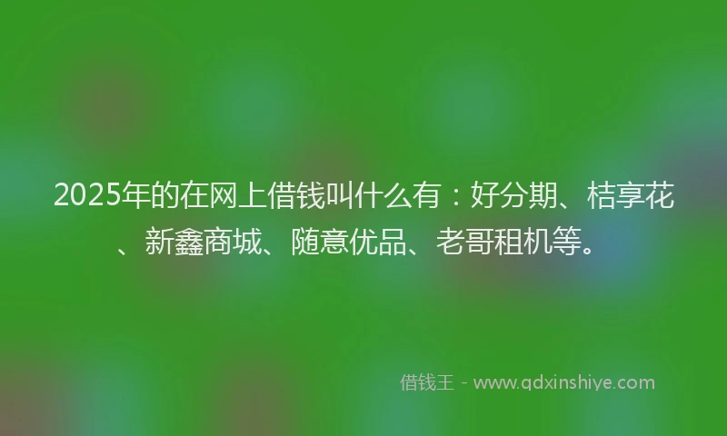 2025年的在网上借钱叫什么有：好分期、桔享花、新鑫商城、随意优品、老哥租机等。