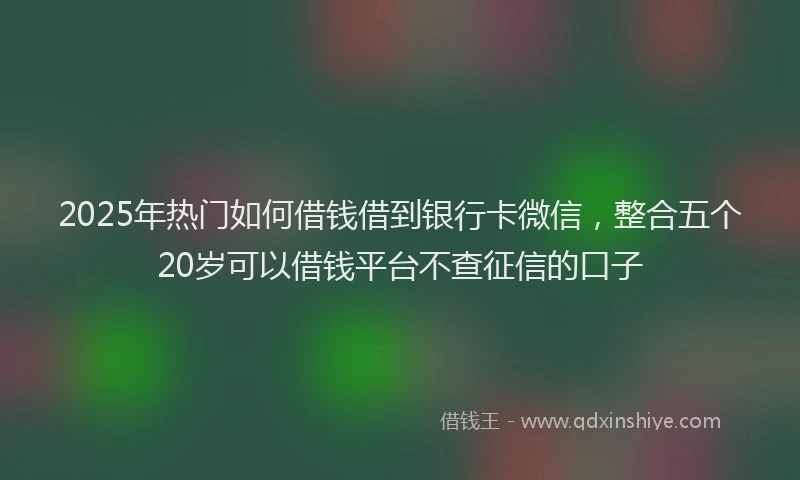 2025年热门如何借钱借到银行卡微信，整合五个20岁可以借钱平台不查征信的口子