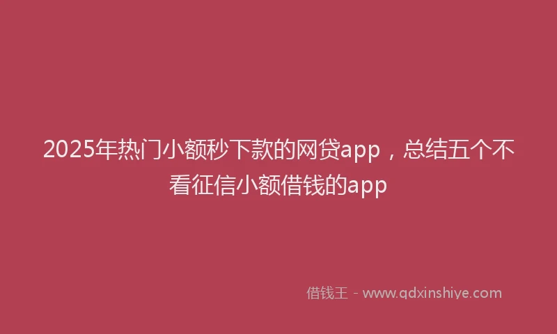 2025年热门小额秒下款的网贷app，总结五个不看征信小额借钱的app