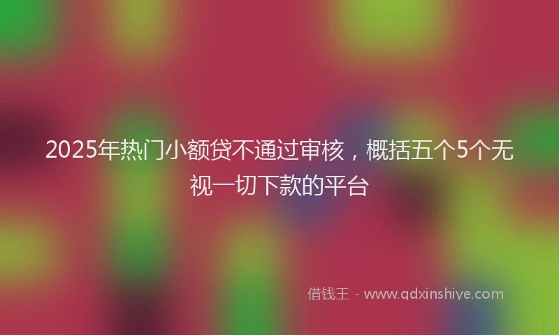 2025年热门小额贷不通过审核，概括五个5个无视一切下款的平台