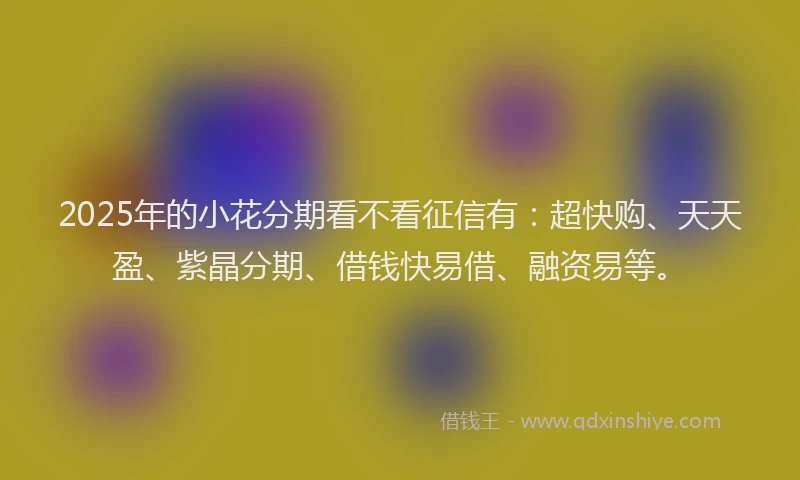 2025年的小花分期看不看征信有:超快购、天天盈、紫晶分期、借钱快易借、融资易等。