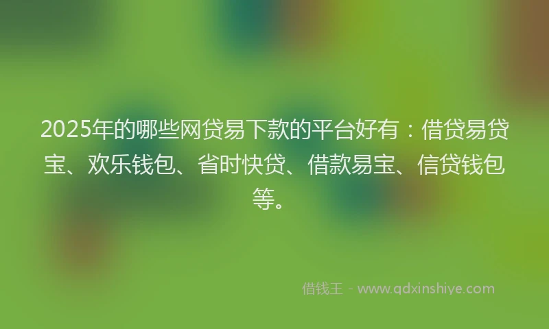 2025年的哪些网贷易下款的平台好有：借贷易贷宝、欢乐钱包、省时快贷、借款易宝、信贷钱包等。