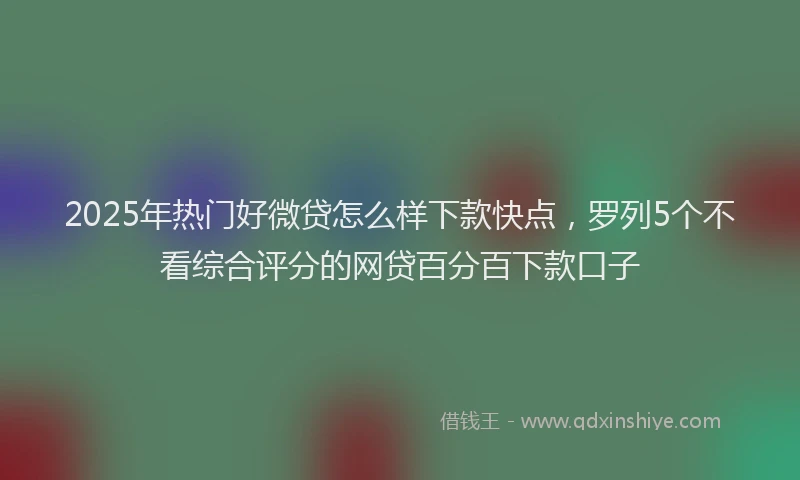 2025年热门好微贷怎么样下款快点，罗列5个不看综合评分的网贷百分百下款口子