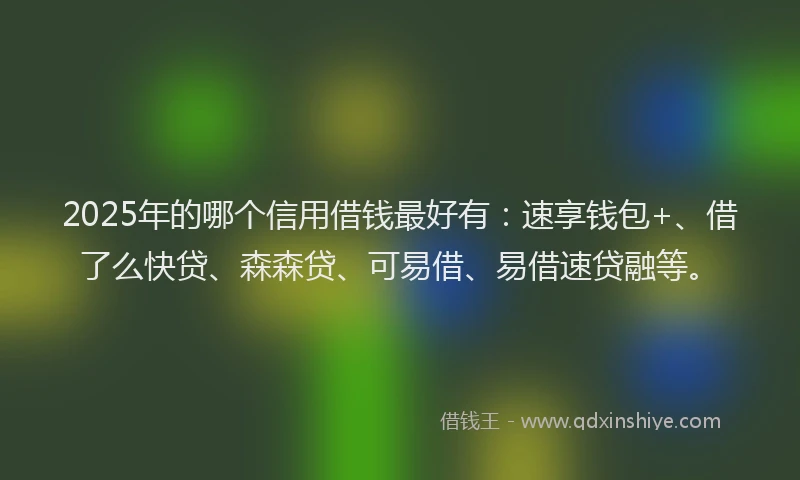 2025年的哪个信用借钱最好有：速享钱包+、借了么快贷、森森贷、可易借、易借速贷融等。