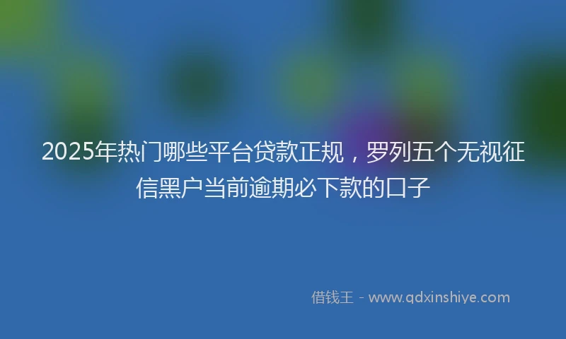 2025年热门哪些平台贷款正规，罗列五个无视征信黑户当前逾期必下款的口子