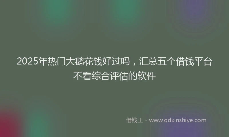 2025年热门大鹅花钱好过吗，汇总五个借钱平台不看综合评估的软件