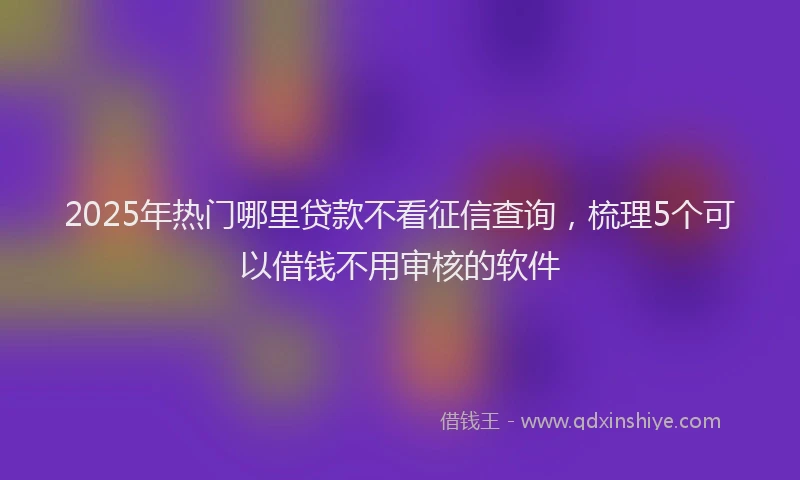 2025年热门哪里贷款不看征信查询，梳理5个可以借钱不用审核的软件