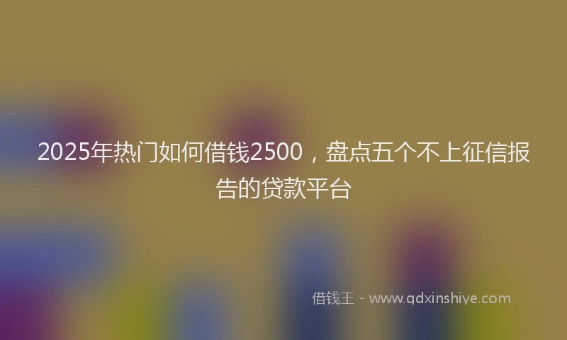 2025年热门如何借钱2500，盘点五个不上征信报告的贷款平台