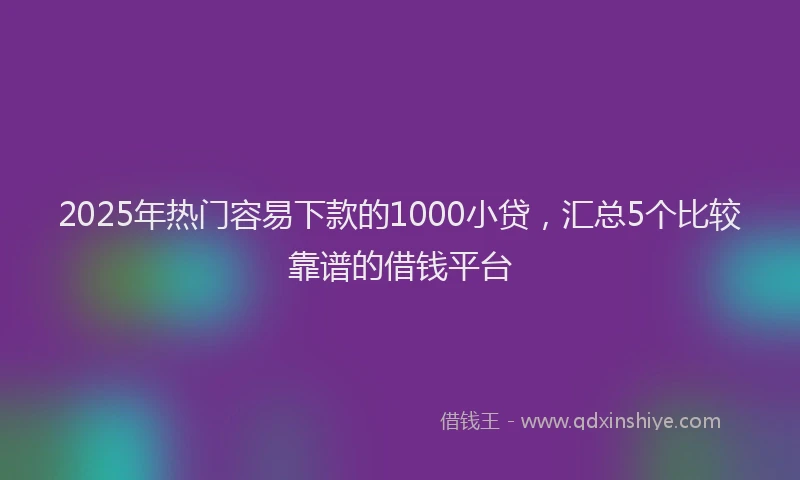 2025年热门容易下款的1000小贷，汇总5个比较靠谱的借钱平台
