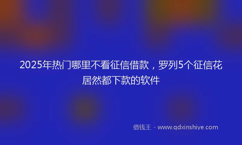 2025年热门哪里不看征信借款，罗列5个征信花居然都下款的软件