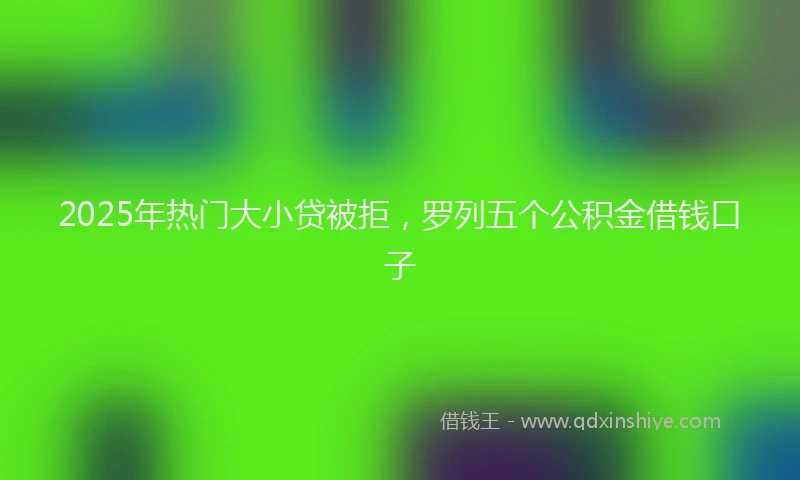 2025年热门大小贷被拒，罗列五个公积金借钱口子