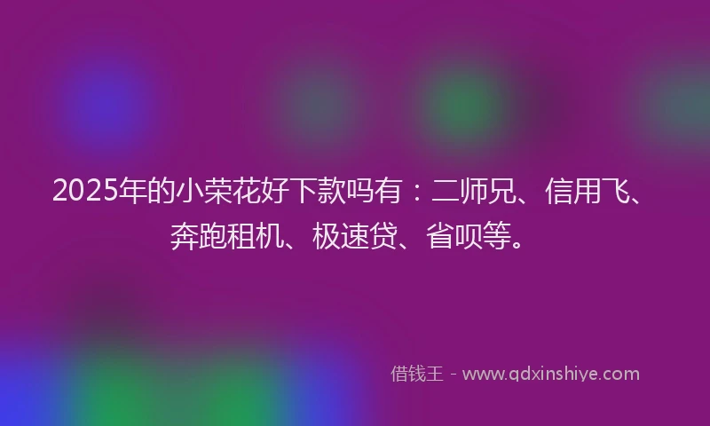 2025年的小荣花好下款吗有：二师兄、信用飞、奔跑租机、极速贷、省呗等。