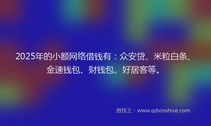2025年的小额网络借钱有：众安贷、米粒白条、金速钱包、财钱包、好居客等。