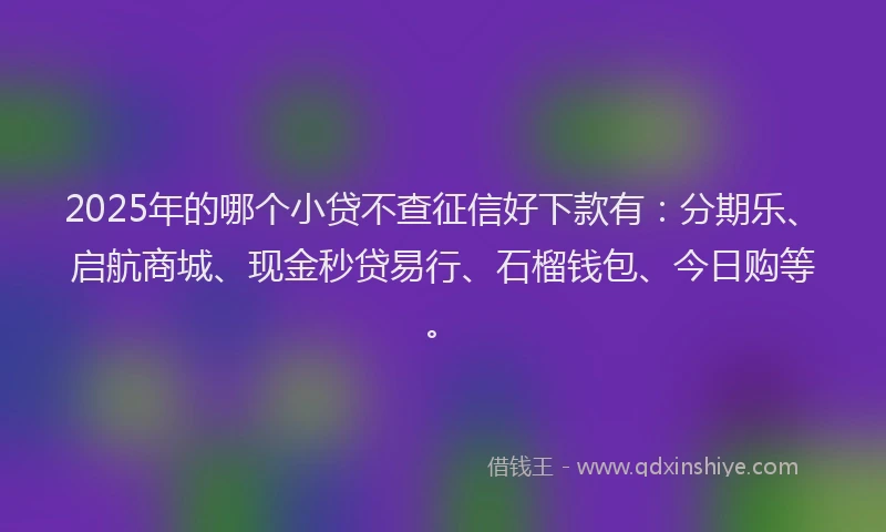 2025年的哪个小贷不查征信好下款有：分期乐、启航商城、现金秒贷易行、石榴钱包、今日购等。