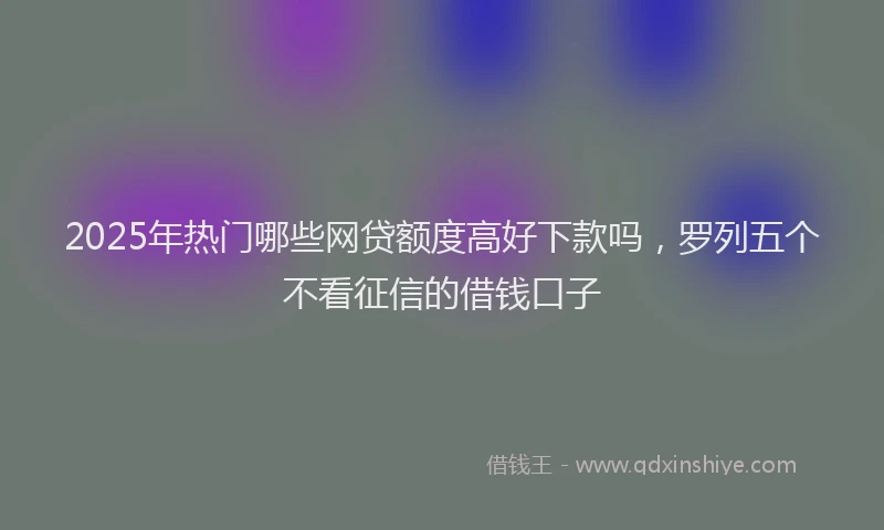 2025年热门哪些网贷额度高好下款吗，罗列五个不看征信的借钱口子