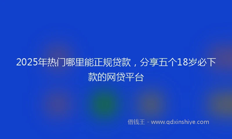 2025年热门哪里能正规贷款，分享五个18岁必下款的网贷平台