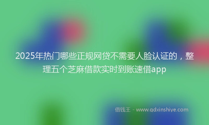2025年热门哪些正规网贷不需要人脸认证的，整理五个芝麻借款实时到账速借app