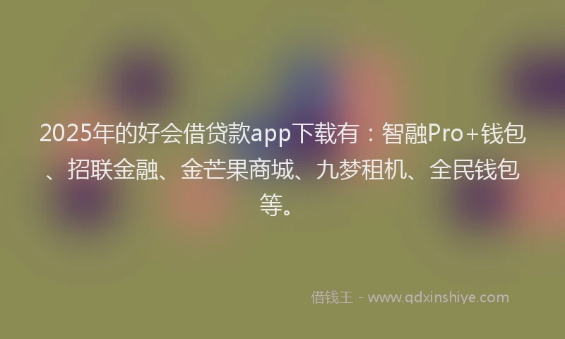 2025年的好会借贷款app下载有：智融Pro+钱包、招联金融、金芒果商城、九梦租机、全民钱包等。