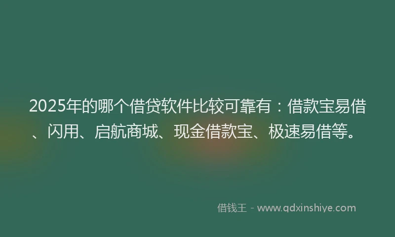 2025年的哪个借贷软件比较可靠有：借款宝易借、闪用、启航商城、现金借款宝、极速易借等。