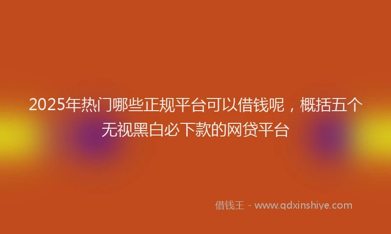 2025年热门哪些正规平台可以借钱呢，概括五个无视黑白必下款的网贷平台