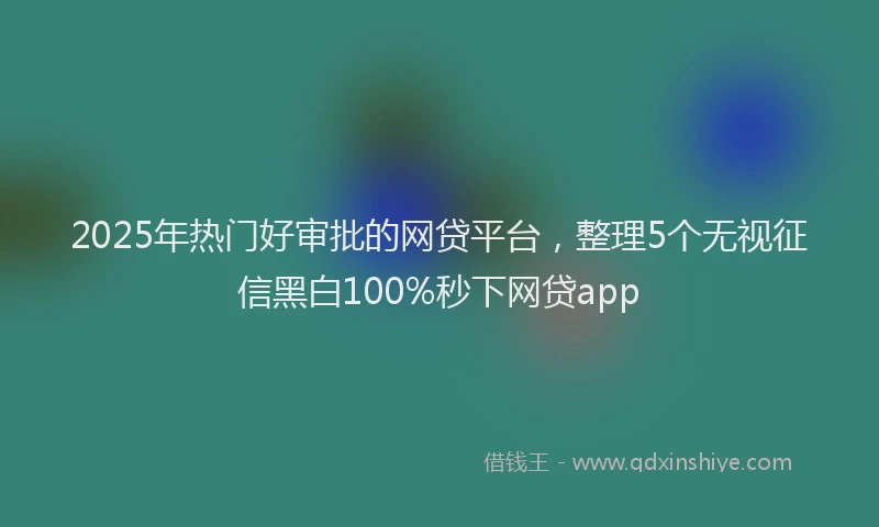 2025年热门好审批的网贷平台，整理5个无视征信黑白100%秒下网贷app