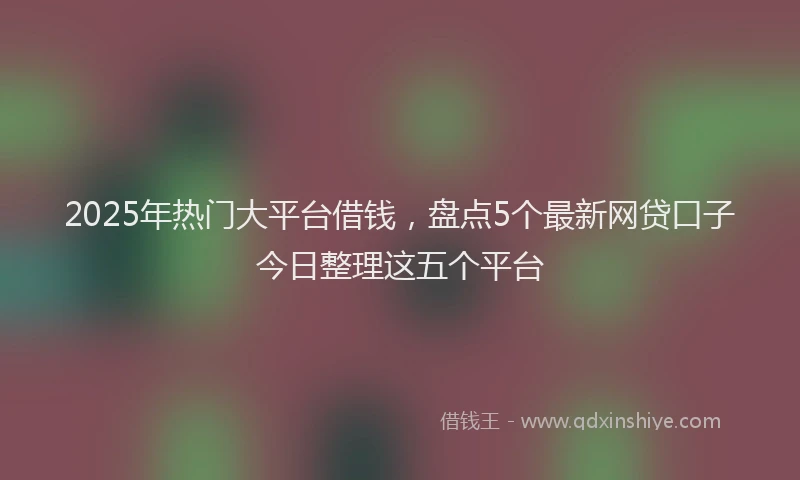 2025年热门大平台借钱，盘点5个最新网贷口子今日整理这五个平台