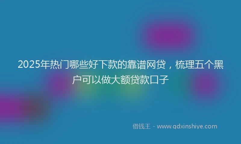 2025年热门哪些好下款的靠谱网贷，梳理五个黑户可以做大额贷款口子