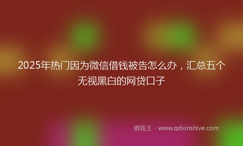 2025年热门因为微信借钱被告怎么办，汇总五个无视黑白的网贷口子