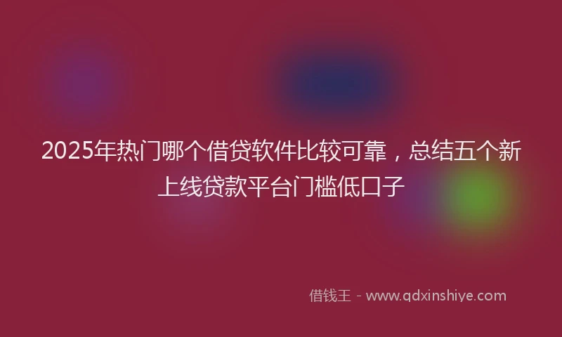 2025年热门哪个借贷软件比较可靠，总结五个新上线贷款平台门槛低口子