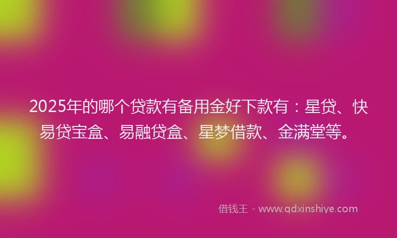 2025年的哪个贷款有备用金好下款有：星贷、快易贷宝盒、易融贷盒、星梦借款、金满堂等。