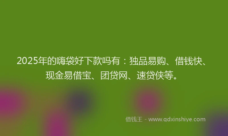 2025年的嗨袋好下款吗有：独品易购、借钱快、现金易借宝、团贷网、速贷侠等。