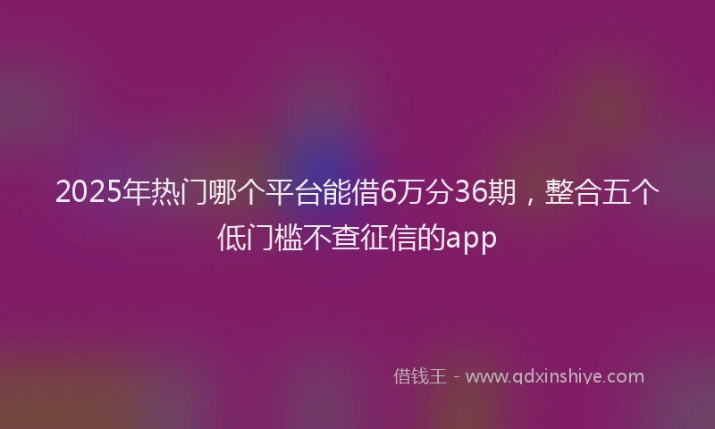 2025年热门哪个平台能借6万分36期，整合五个低门槛不查征信的app
