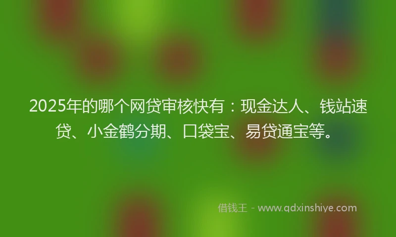 2025年的哪个网贷审核快有：现金达人、钱站速贷、小金鹤分期、口袋宝、易贷通宝等。