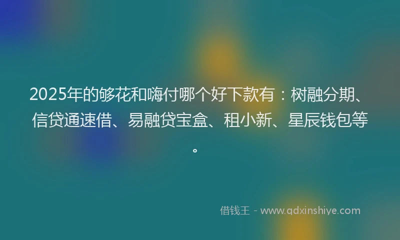 2025年的够花和嗨付哪个好下款有：树融分期、信贷通速借、易融贷宝盒、租小新、星辰钱包等。