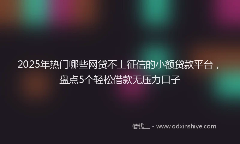 2025年热门哪些网贷不上征信的小额贷款平台，盘点5个轻松借款无压力口子