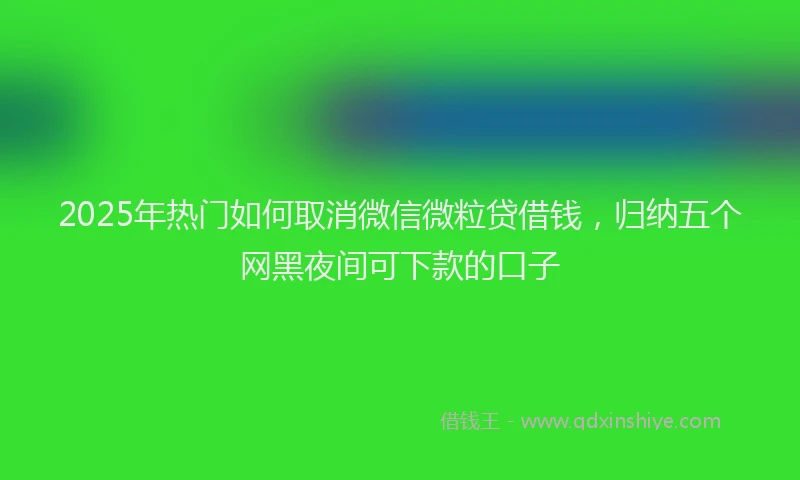 2025年热门如何取消微信微粒贷借钱，归纳五个网黑夜间可下款的口子