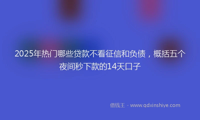 2025年热门哪些贷款不看征信和负债，概括五个夜间秒下款的14天口子