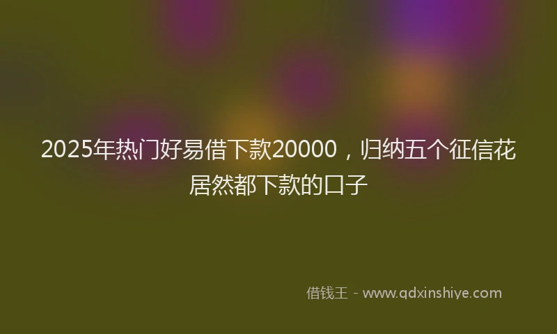2025年热门好易借下款20000，归纳五个征信花居然都下款的口子