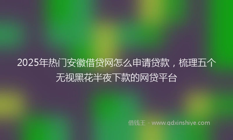 2025年热门安徽借贷网怎么申请贷款，梳理五个无视黑花半夜下款的网贷平台
