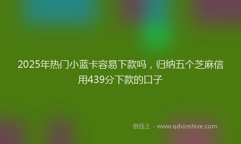 2025年热门小蓝卡容易下款吗，归纳五个芝麻信用439分下款的口子