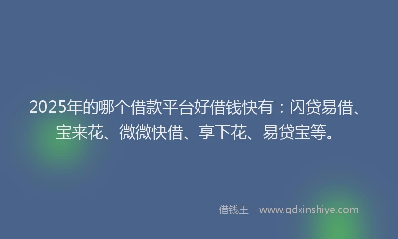 2025年的哪个借款平台好借钱快有：闪贷易借、宝来花、微微快借、享下花、易贷宝等。