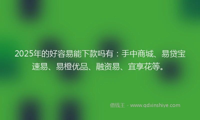 2025年的好容易能下款吗有：手中商城、易贷宝速易、易橙优品、融资易、宜享花等。