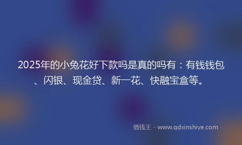 2025年的小兔花好下款吗是真的吗有：有钱钱包、闪银、现金贷、新一花、快融宝盒等。