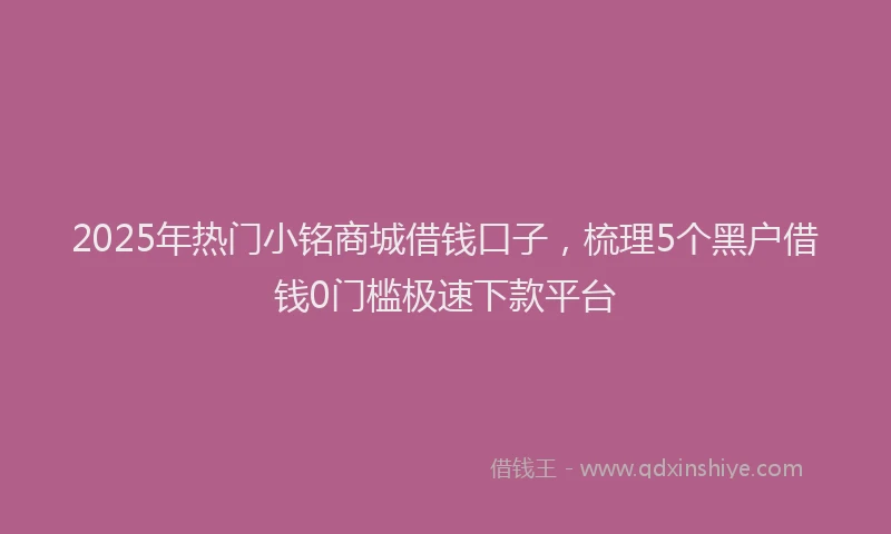 2025年热门小铭商城借钱口子，梳理5个黑户借钱0门槛极速下款平台
