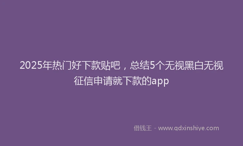 2025年热门好下款贴吧，总结5个无视黑白无视征信申请就下款的app