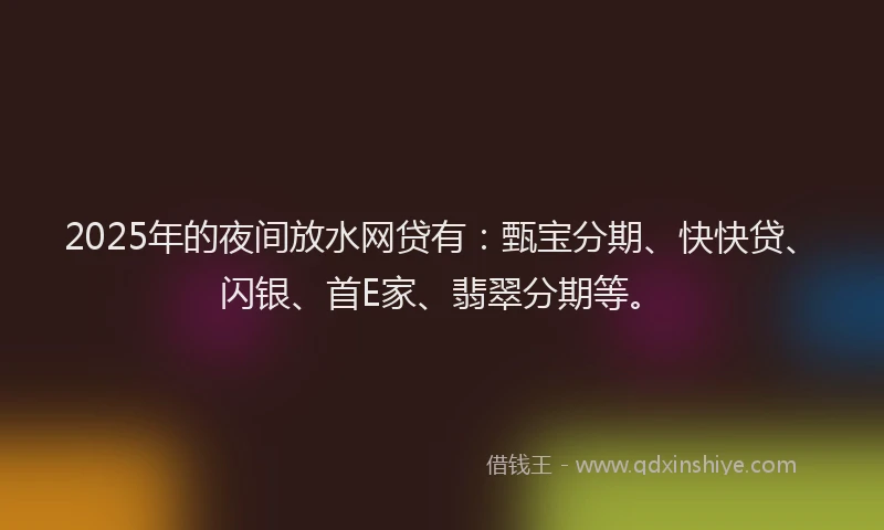 2025年的夜间放水网贷有：甄宝分期、快快贷、闪银、首E家、翡翠分期等。