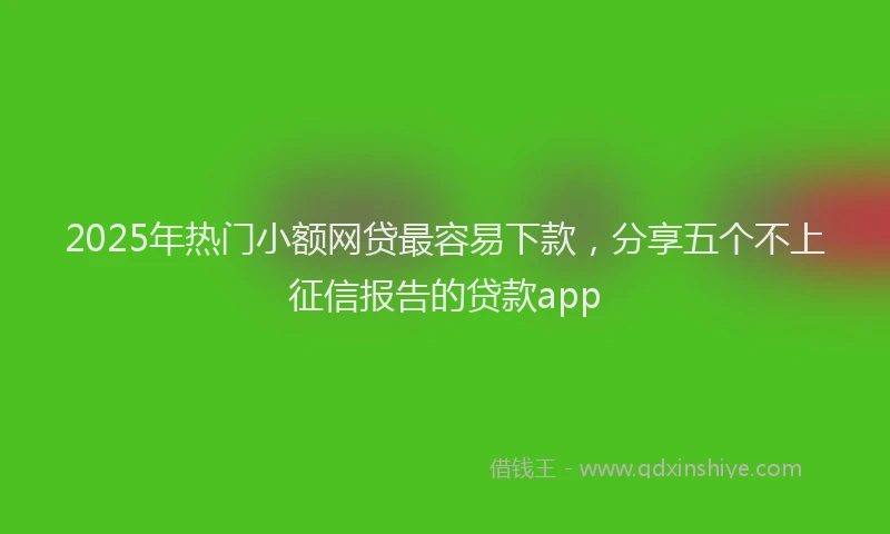 2025年热门小额网贷最容易下款，分享五个不上征信报告的贷款app